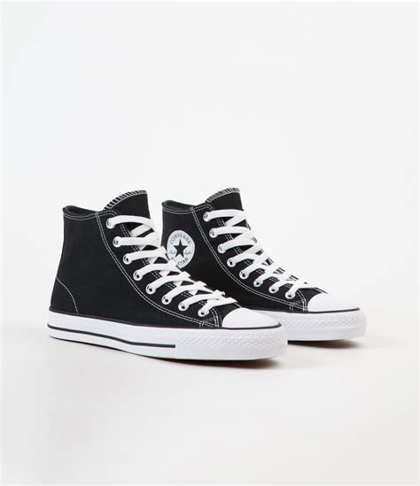 Converse CTAS Pro Hi Canvas Shoes - Black / Black / White | Flatspot