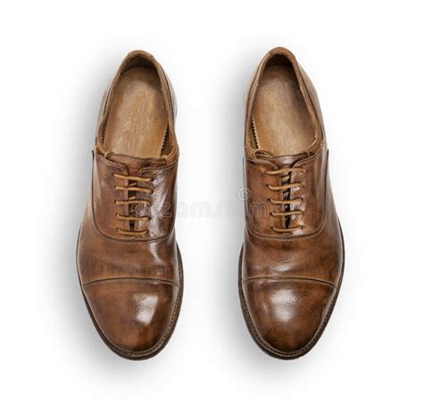 Pair of Brown Leather Men Shoes Isolated on White. Stock Image - Image ...