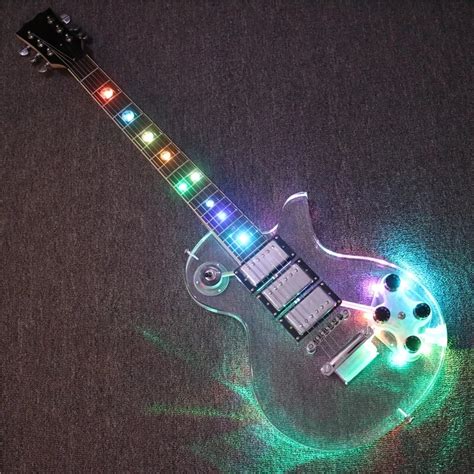 New design! Afanti Music Acrylic Body Super Electric guitar with colorful Changing LED lights ...