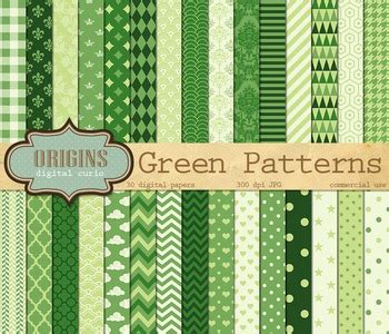 Green Digital Scrapbook paper, green classic patterns, printable backgrounds