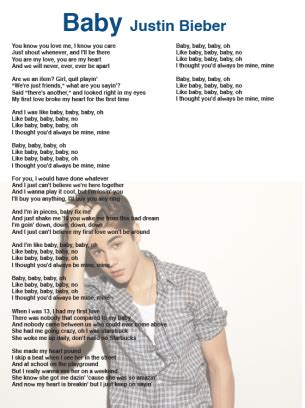 Justin Bieber Baby Lyrics Sheet | Justin bieber baby lyrics, Baby songs ...