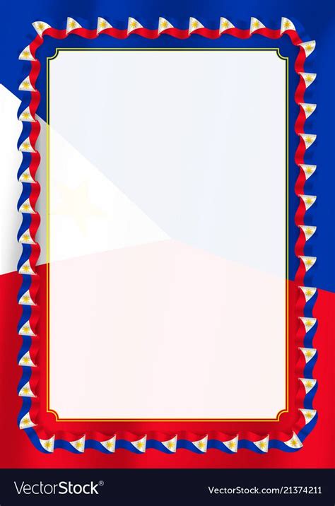 Frame and border of ribbon with Philippines flag, template elements for ...