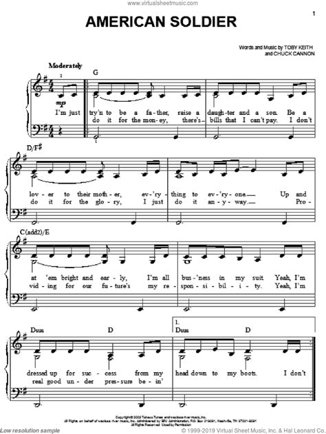 Keith - American Soldier sheet music for piano solo [PDF]