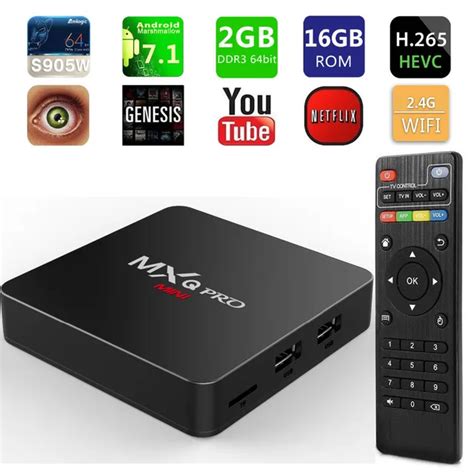 MXQ PRO mini 4K Android 7.1 Smart TV Box Amlogic S905W Quad Core 2GB ...