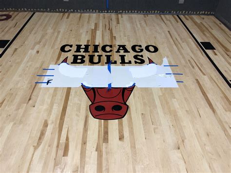 Basketball court with The Chicago Bulls Logo - Chicago, FLOORecki LLC, Flooring Installation ...