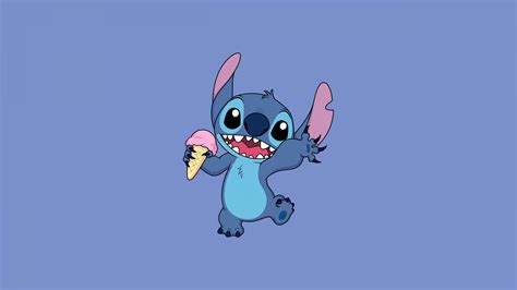 Stitch Wallpaper 4K, Disney, Cartoon, Blue background