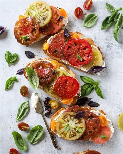 Heirloom Tomato Toast with Basil Whipped Feta - Heirloom Tomato Recipe