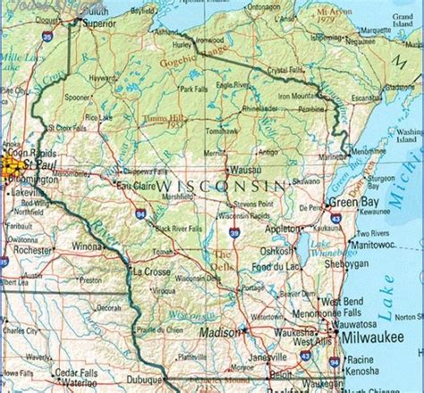 Wisconsin Map Tourist Attractions - Map - Travel - Holiday - Vacations