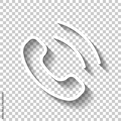 Call icon, logo of main mobile app. White linear icon with editable stroke and shadow on ...