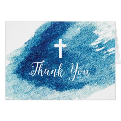 Religious Cross Blue Watercolor Thank You Card | Zazzle.com