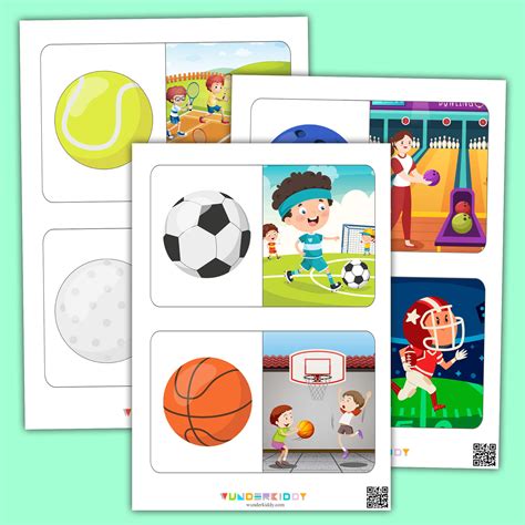 Printable Sports Balls Matching Cards Activity for Kids