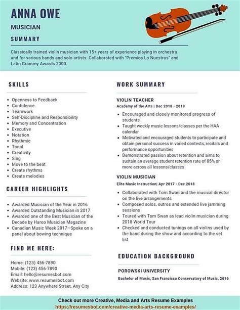 Musician Resume Samples & Templates [PDF+DOC] 2024 | RB