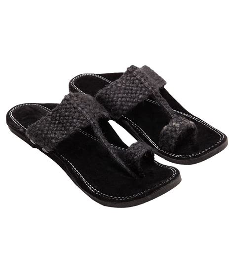 Royal Collection Black Jute Kolhapuri Chappal - Buy Royal Collection Black Jute Kolhapuri ...