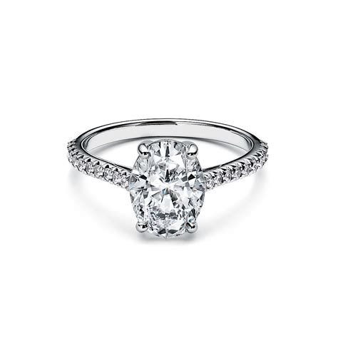 Tiffany Novo® oval brilliant engagement ring with a pavé diamond ...