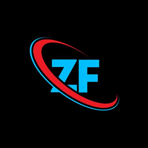 logotipo de ZF. diseño zf. letra zf azul y roja. diseño del logotipo de la letra zf. letra ...