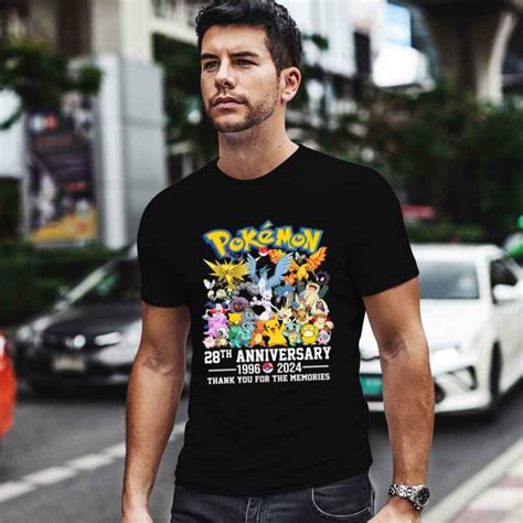 Pokemon 28th Anniversary 1996 2024 Thank You For The Memories Pokemon Group Shirt - Lesgusa