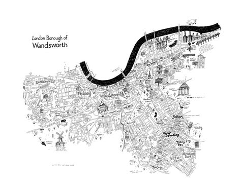 Wandsworth Hand Drawn London Map Print By Lovely Jojo's ...