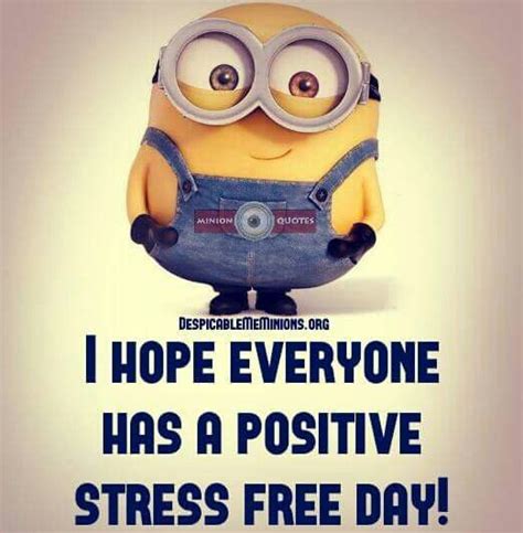 Positive stress free day | Funny minion quotes, Minions funny, Minions