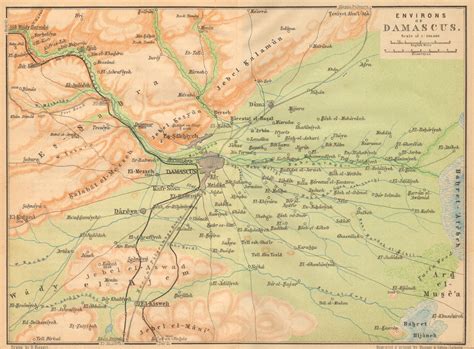 Damascus & environs. Syria 1912 old antique vintage map plan chart