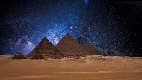 Egyptian Pyramids at night - backiee