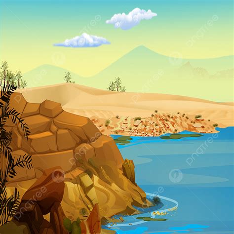 Natural Scenery Small Rivers, Nature Clipart, Cartoon Small River Scenery Illustration PNG ...