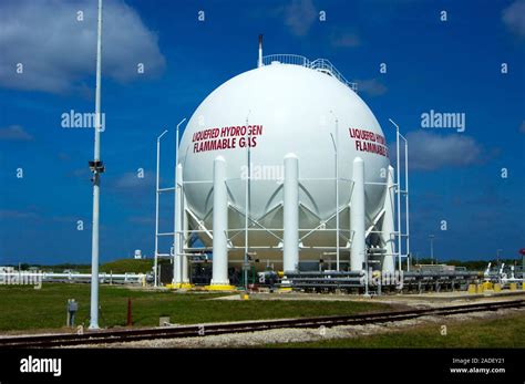 A large storage tank for liquid hydrogen rocket fuel at Launch Complex ...