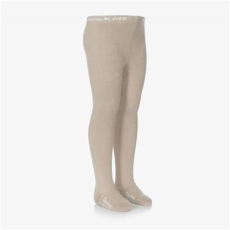 Country Kids - Beige Cotton Knitted Tights | Childrensalon