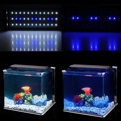 LED Aquarium Light Fish Tank Light with Extendable Brackets White and Blue LEDs for 12 18inch ...