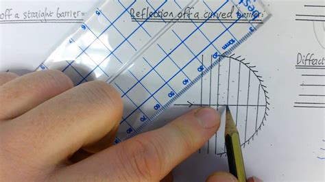 How to draw a wave front diagram showing reflection off a curved barrier - YouTube