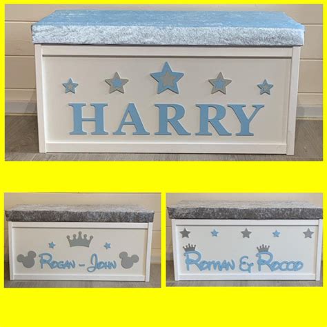 Toy Box Personalised Wooden Large Custom Bespoke White Nursery - Etsy