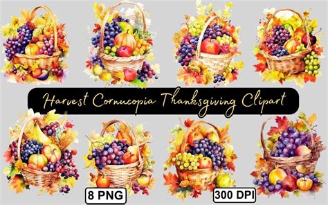 Harvest Cornucopia Thanksgiving Clipart Graphic by A Design · Creative ...