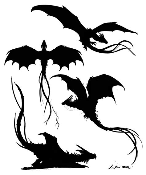 Wyvern Silhouettes | Dragon silhouette, Dragon tattoo silhouette, Black ...