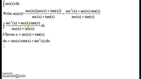 Integration: the secant function - YouTube