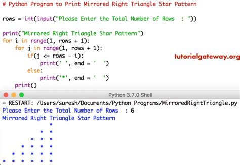 Python Program to Print Mirrored Right Triangle Star Pattern