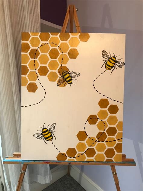 Bee Painting | Bee painting, Canvas painting designs, Diy canvas art