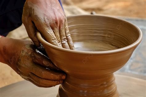 Pottery Skilled Wet Hands Of Potter Shaping The Clay On Potter Wheel ...