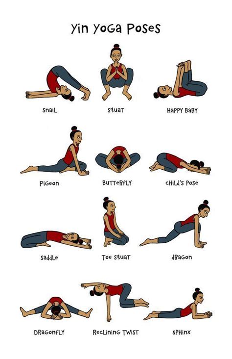 Yoga Poses | Yoga poses chart, Yin yoga poses, Yin yoga