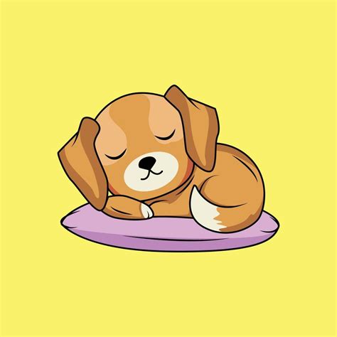 Cute Dog Cat sleeping on the pillow Cartoon Sticker vector Illustration 22818568 Vector Art at ...