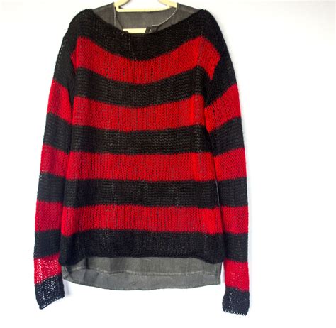 Striped mohair jumper red black stripes sweater womens mens etsy – Artofit