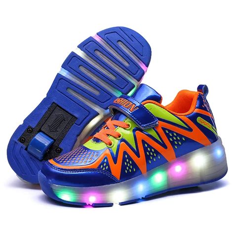 Eur Size 30 40// Kids Light Up Shoes with Wheels Glowing Luminous ...