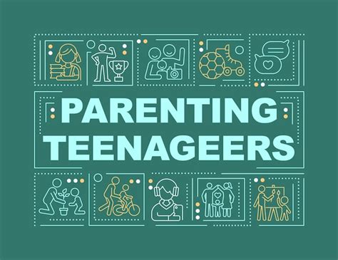 Premium Vector | Parenting teenagers word concepts green banner