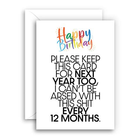 Buy Lithobee - Funny Birthday Card - Happy Birthday Cant Be Arsed Every Year - Rude Birthday ...