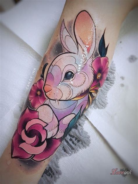 Rabbit Tattoo With Flowers Dragon Tattoo Simple