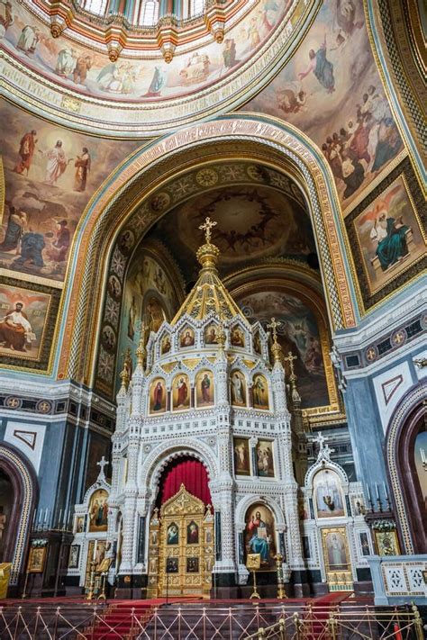 Interior In Cathedral Of Christ The Savior In Moscow. Russia. Stock ...