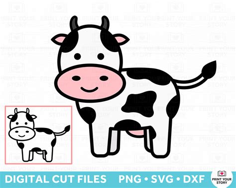 Cow SVG Cow Clipart Cute Cartoon Cow Baby Cow SVG Cow - Etsy