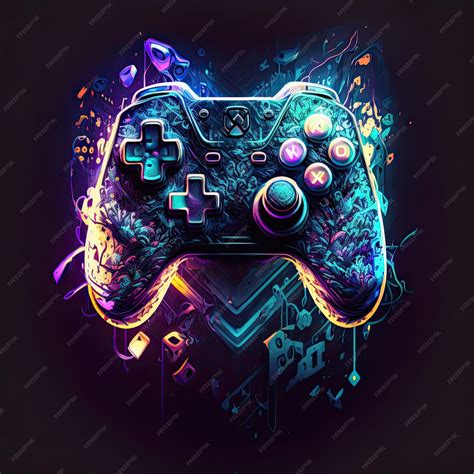 Premium Photo | Abstract neon light game controller artwork design digital art wallpaper glowing ...