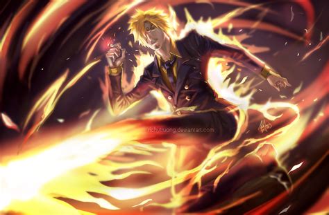 Sanji in Flames - Stunning One Piece HD Wallpaper by r-trigger