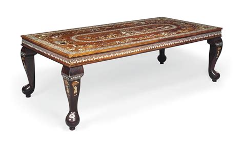 AN INDIAN ROSEWOOD, MARQUETRY AND BONE-INLAID CENTRE TABLE , LATE 20TH CENTURY | Christie's