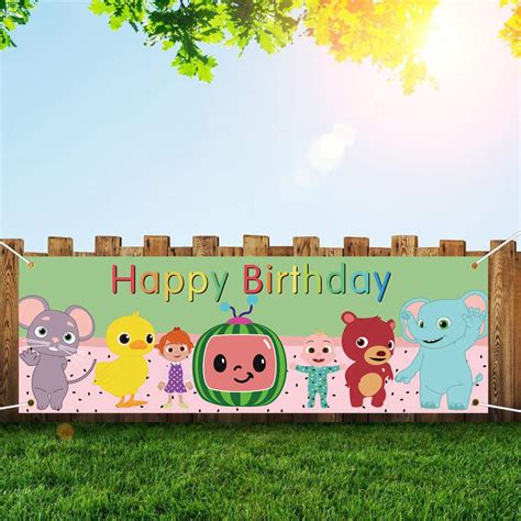 Buy Cocomelon Birthday Party Supplies, Birthday Party Banner Backdrop Decorations, Happy ...