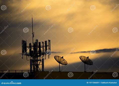 Silhouette of Satellite Dish Stock Image - Image of observatory ...